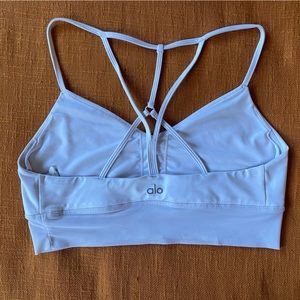 alo yoga white lavish sports bra